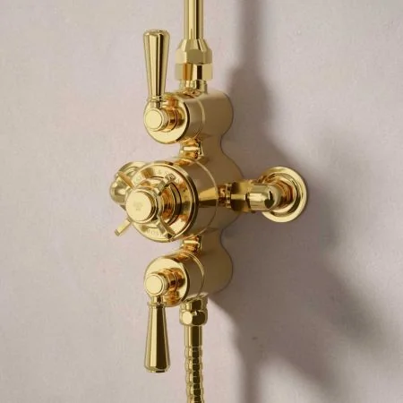 Linton Dual Outlet Exposed Shower with Slider Rail - Metal Lever