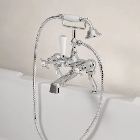 Linton Classic Deck Mounted Bath Shower Mixer with Crossheads in Chrome