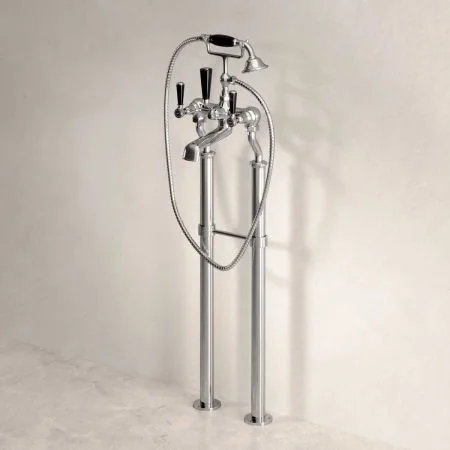 Linton Bath Shower Mixer with Standpipes Black Lever 3/4BSP (For Baths Without Tap Holes Only)