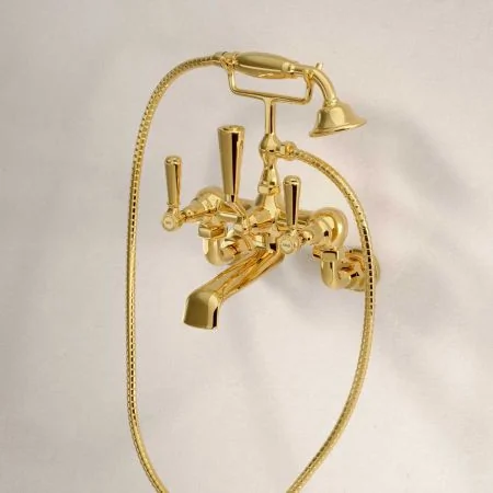 Linton Wall Mounted 2 Hole Bath Shower Mixer - Metal Lever