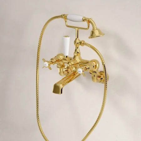 Linton Classic Bath Shower Mixer Wall Mounted X Top Living Brass