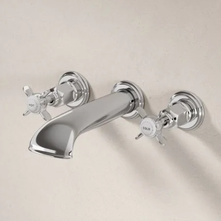 Linton Classic 3 Hole Bath Filler with Crossheads in Chrome