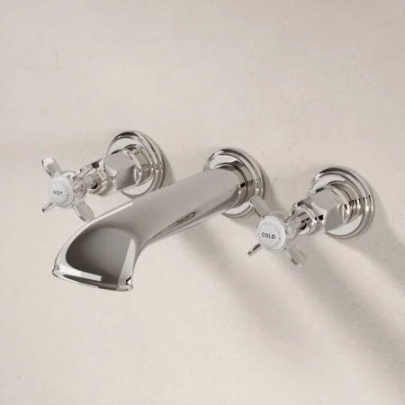Linton Classic 3 Hole Bath Filler with Crossheads in Polished Nickel