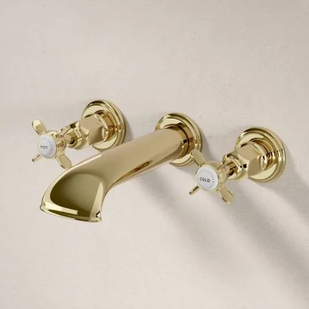 Linton Classic 3 Hole Bath Filler with Crossheads in Timeless Brass