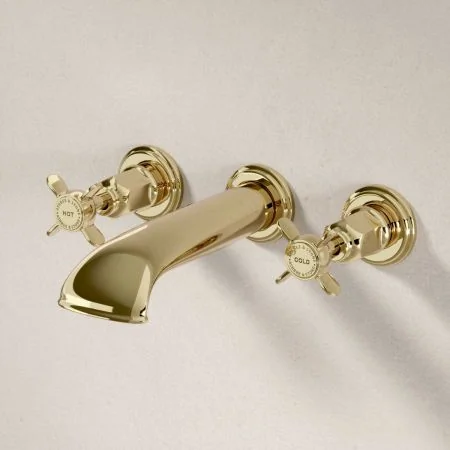 Linton Wall Mounted 3 Hole Bath Filler - Crosshead