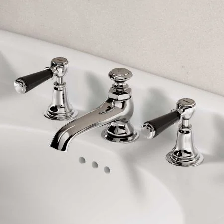 Linton - 3-Hole Basin Mixer - Black Lever