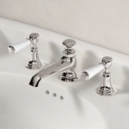 Linton - 3-Hole Basin Mixer - White Lever