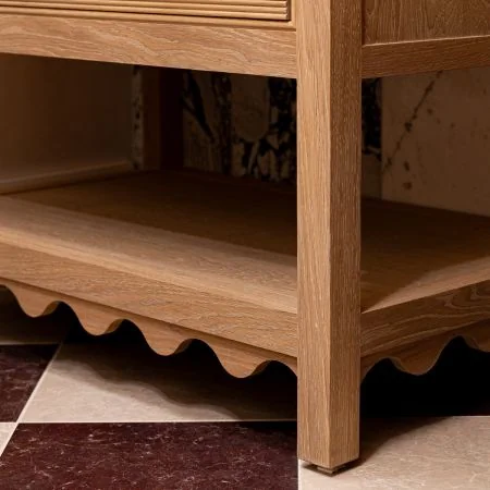 Palermo 900mm 2 Drawer Reeded & Beaded Single Vanity Unit with Scallop Edge Shelf