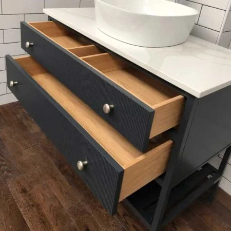 Portofino 900mm 2 Drawer Reeded Single Vanity Unit