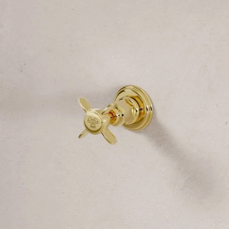 Linton Wall Mounted 5 Hole Bath Shower Mixer - Crosshead - Living Brass