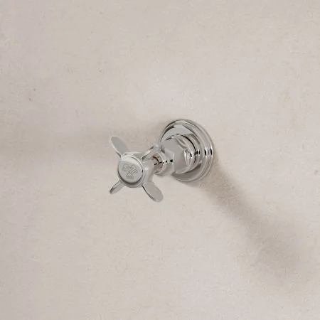 Linton Wall Mounted 5 Hole Bath Shower Mixer - Crosshead - Polished Nickel