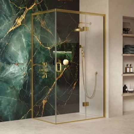 Swale 1200mmx 800mm Hinged Door Shower Enclosure - Brushed Brass