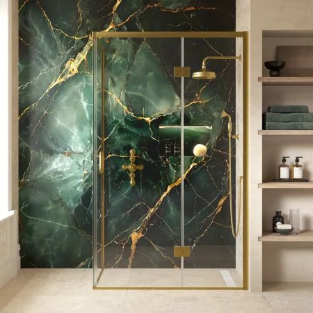 Swale 1200mmx 800mm Hinged Door Shower Enclosure - Brushed Brass