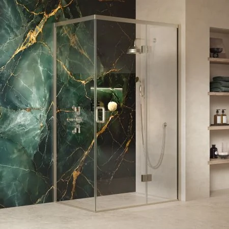 Swale 1200mmx 800mm Hinged Door Shower Enclosure - Brushed Nickel