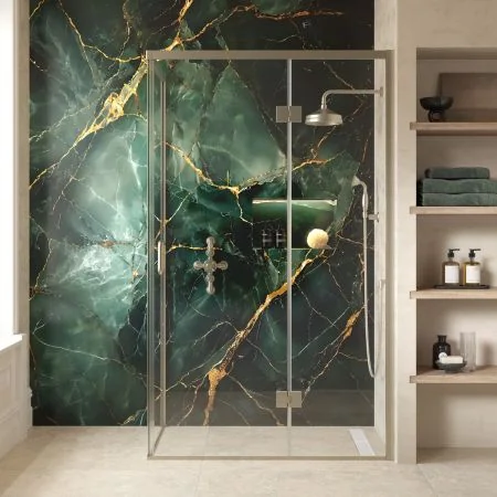 Swale 1200mmx 800mm Hinged Door Shower Enclosure - Brushed Nickel