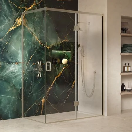 Swale 1400mmx 800mm Hinged Door Shower Enclosure - Brushed Nickel