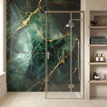 Swale 900mm x 900mm Hinged Door Shower Enclosure - Brushed Nickel