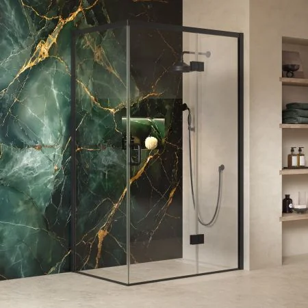 Swale 1200mmx 900mm Hinged Door Shower Enclosure - Matt Black