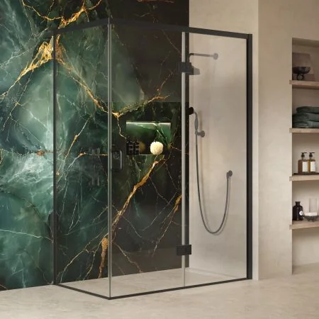 Swale 1400mmx 900mm Hinged Door Shower Enclosure - Matt Black