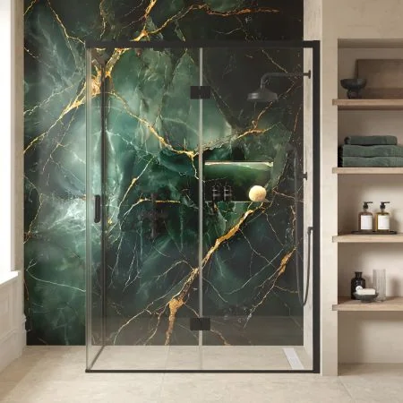 Swale 1400mmx 800mm Hinged Door Shower Enclosure - Matt Black
