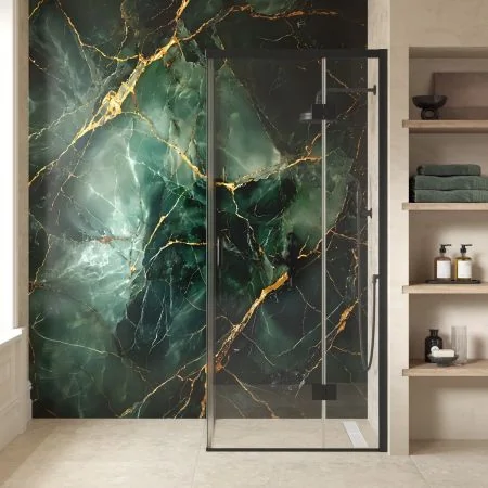 Swale 900mm x 900mm Hinged Door Shower Enclosure - Matt Black