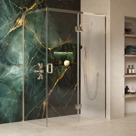 Swale 1400mmx 800mm Hinged Door Shower Enclosure - Polished Nickel