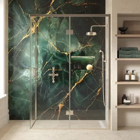 Swale 1400mmx 800mm Hinged Door Shower Enclosure - Polished Nickel