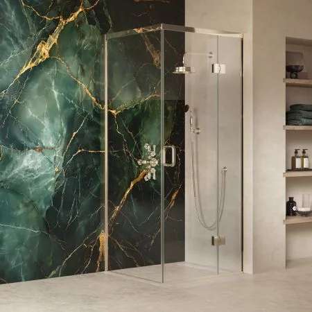 Swale 900mm x 900mm Hinged Door Shower Enclosure - Polished Nickel
