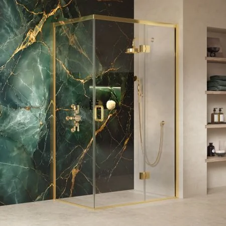 Swale 1200mmx 900mm Hinged Door Shower Enclosure - Timeless Brass