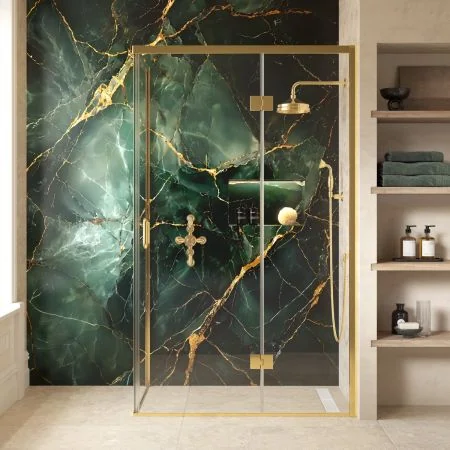 Swale 1200mmx 900mm Hinged Door Shower Enclosure - Timeless Brass