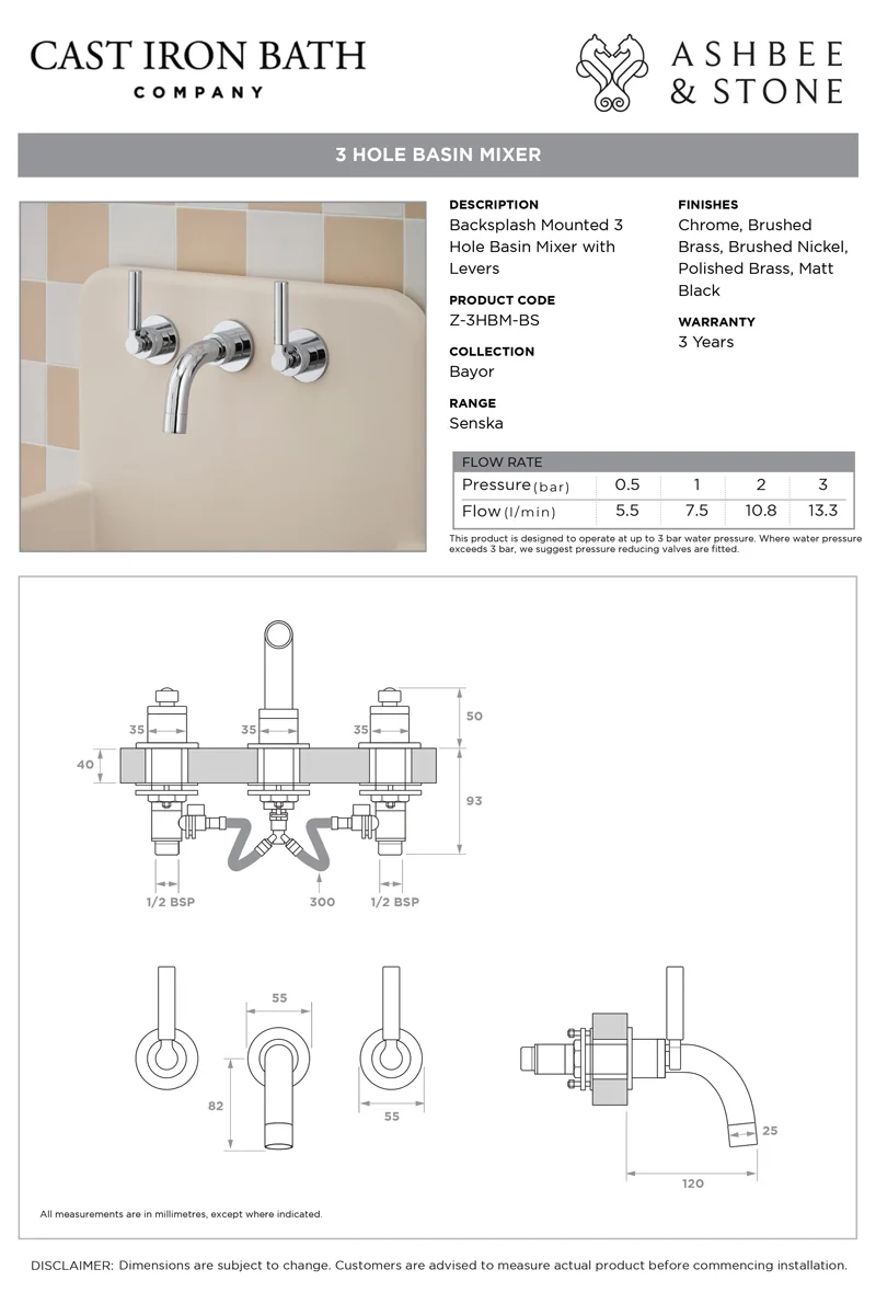 View Senska 3 Hole Basin Mixer specification}}