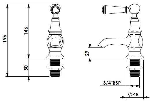 Specification drawing for - CIBC-3/4-BP-W-LB