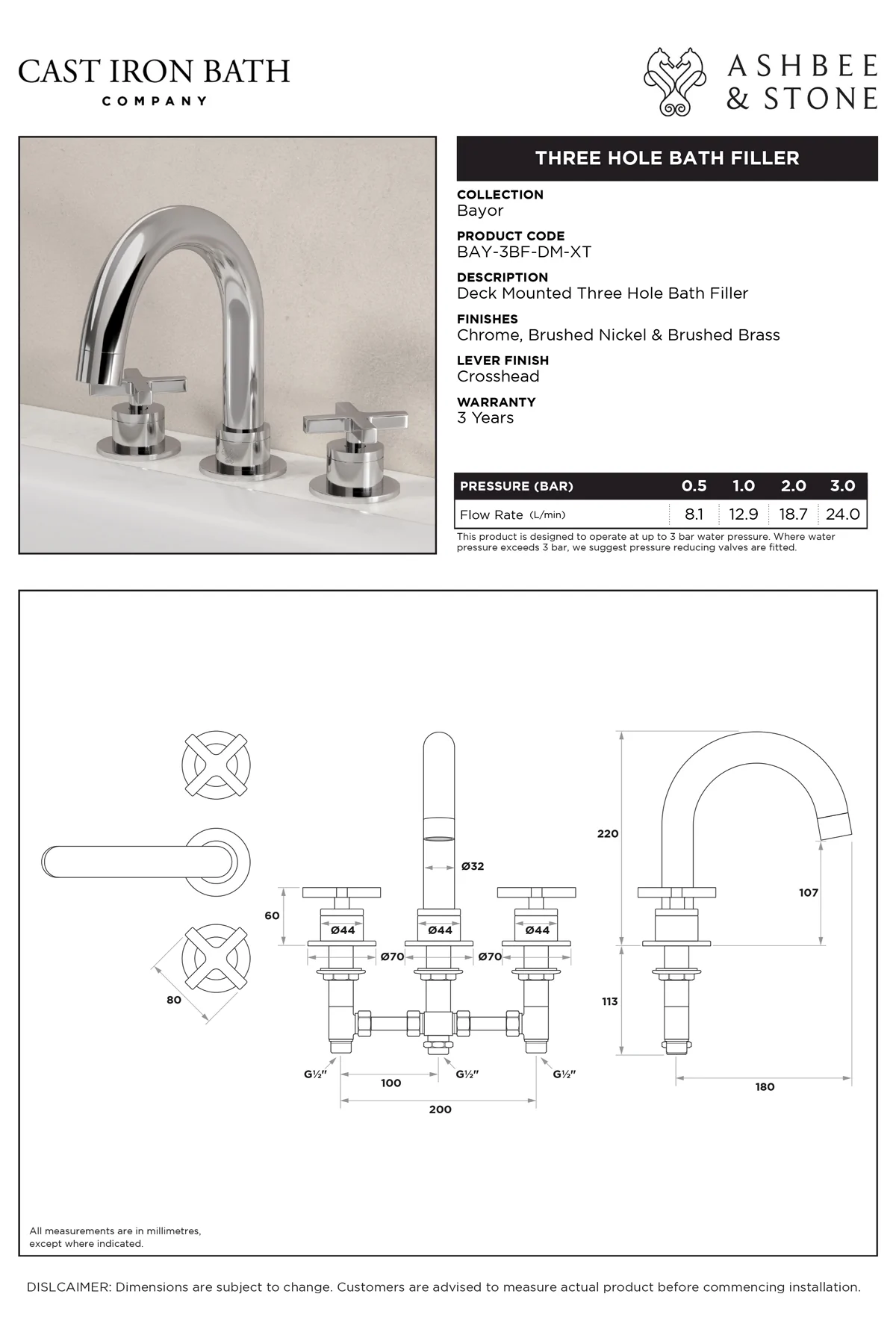 View Bayor 3 Hole Bath Filler specification}}