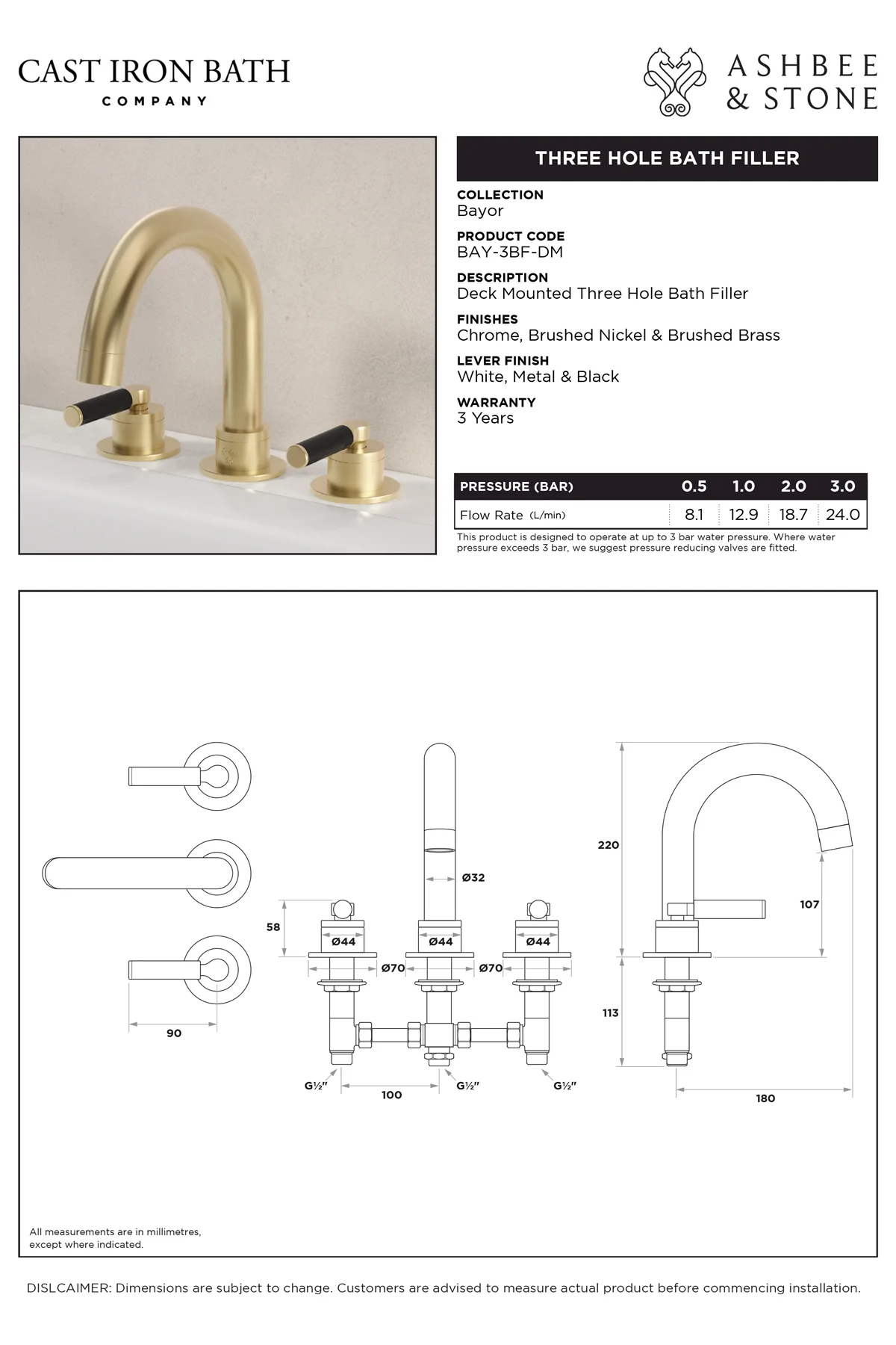 View Bayor 3 Hole Bath Filler specification}}
