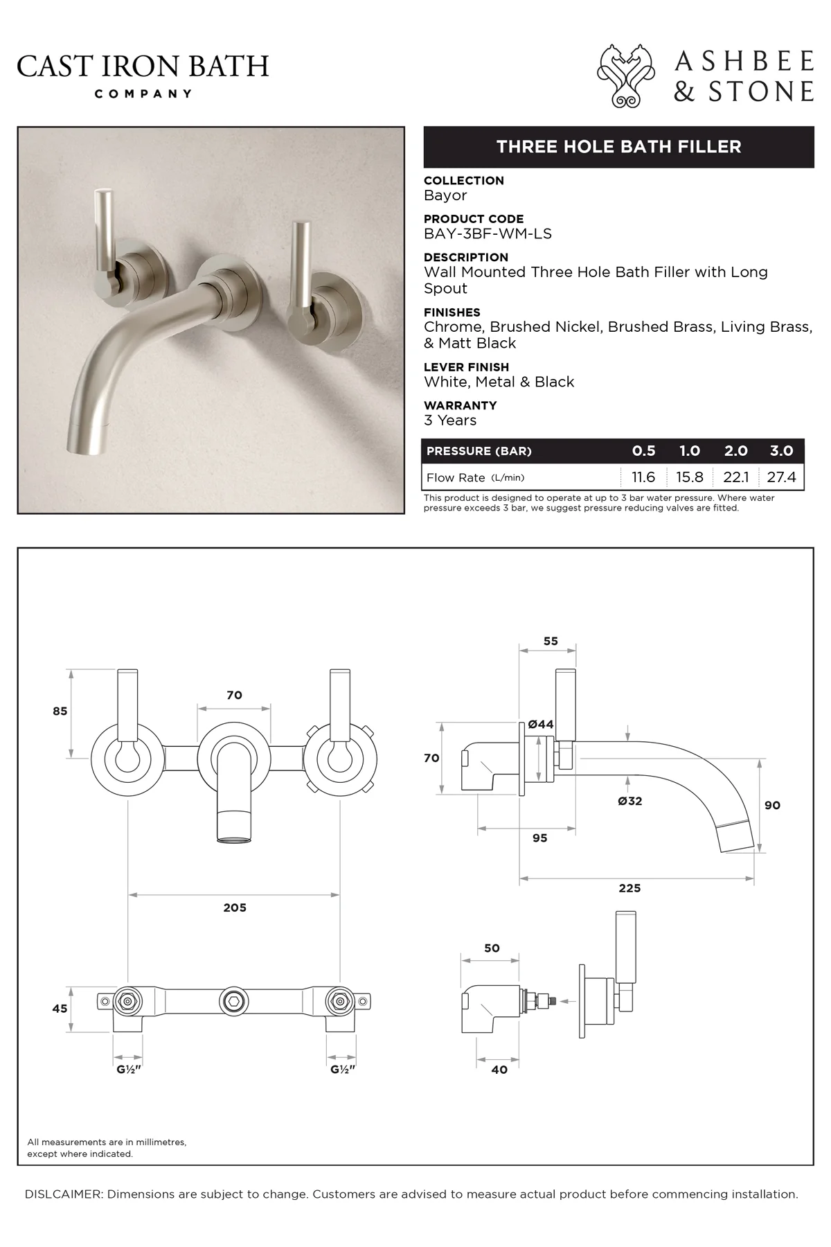View Bayor 3 Hole Bath Filler specification}}