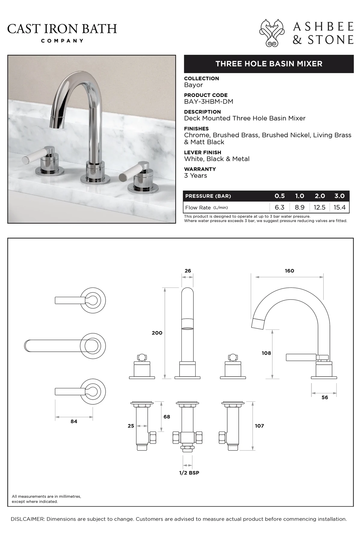 View Bayor 3 Hole Basin Mixer specification}}