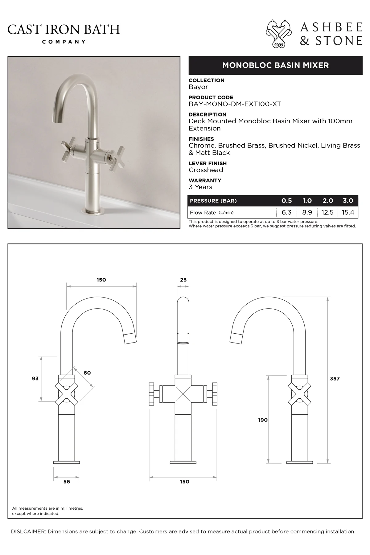 View Bayor Monoblock Basin Mixer specification