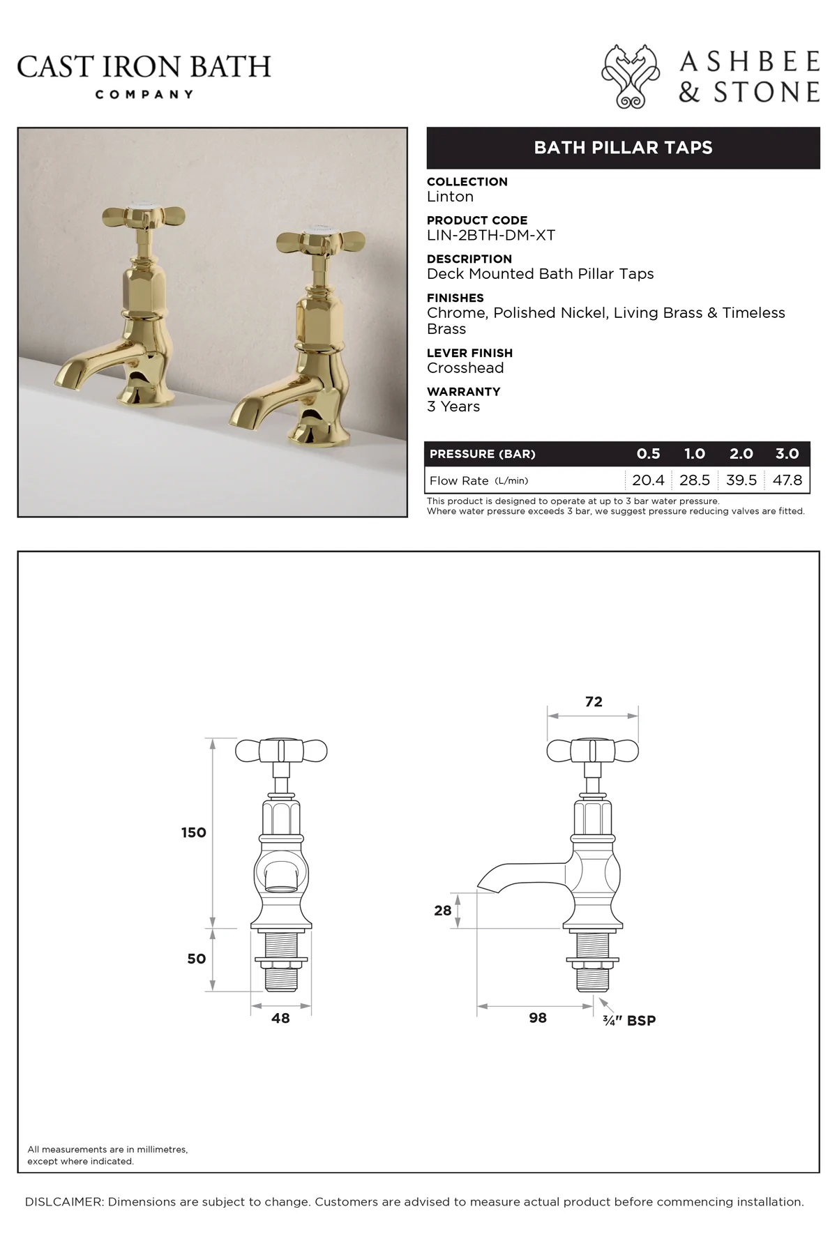 View Linton Bath Pillar Taps specification}}