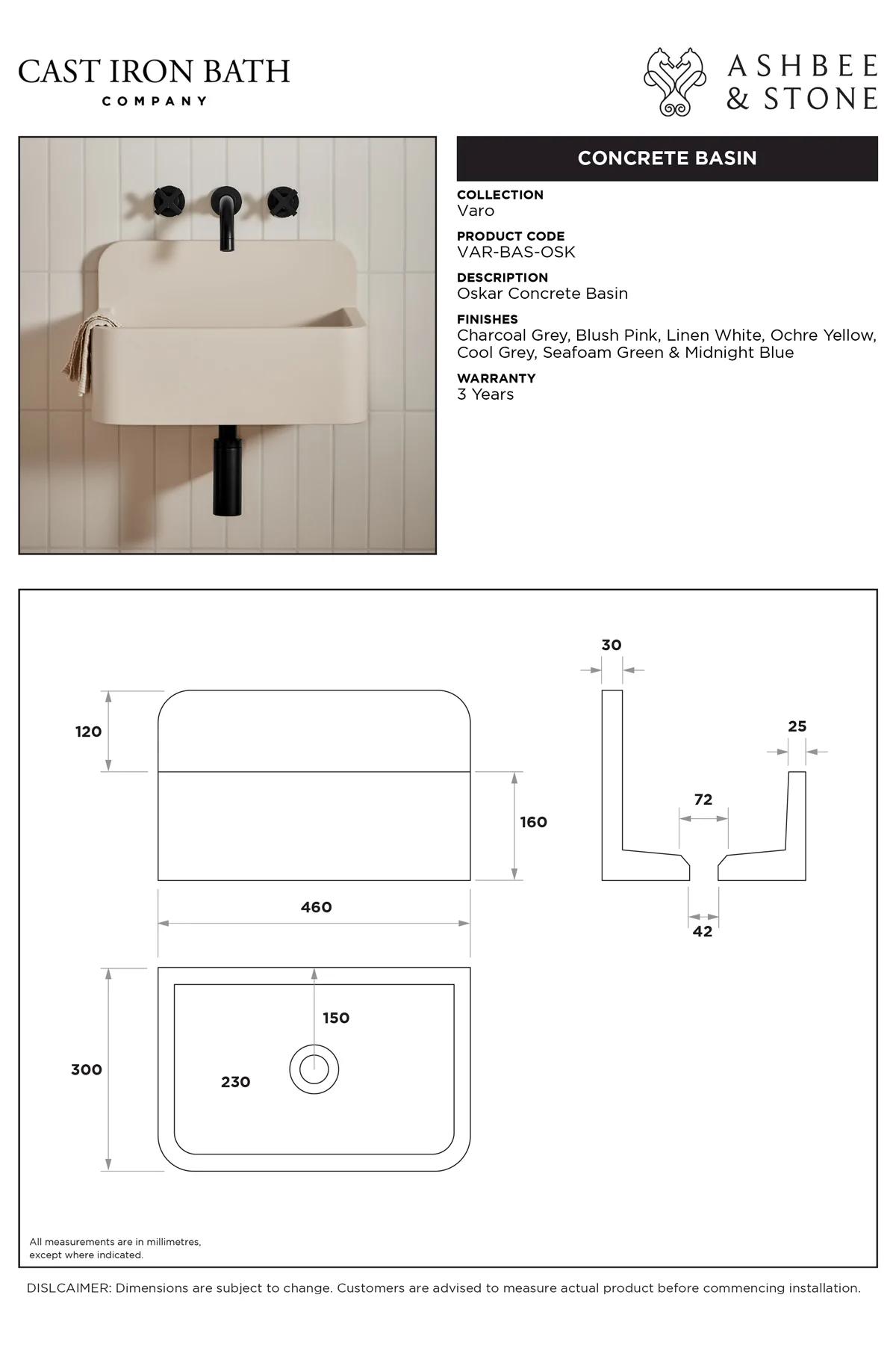 View Oskar Concrete Basin specification}}